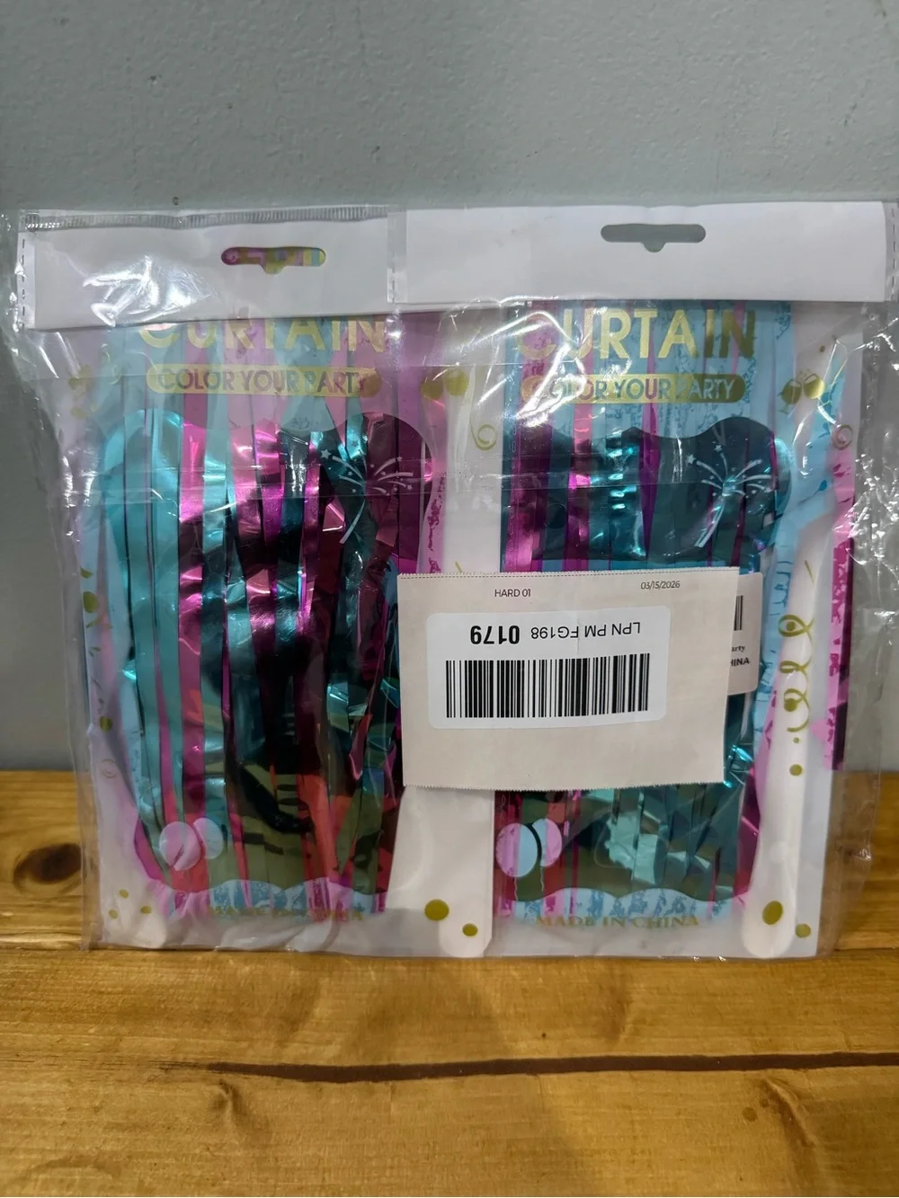 Metallic Fringe Party Curtain - Pink & Teal